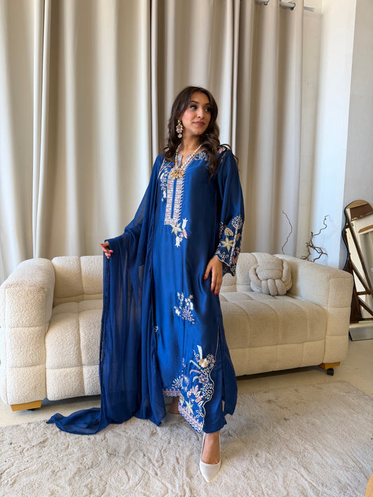 Blue Embroidered Kaftan