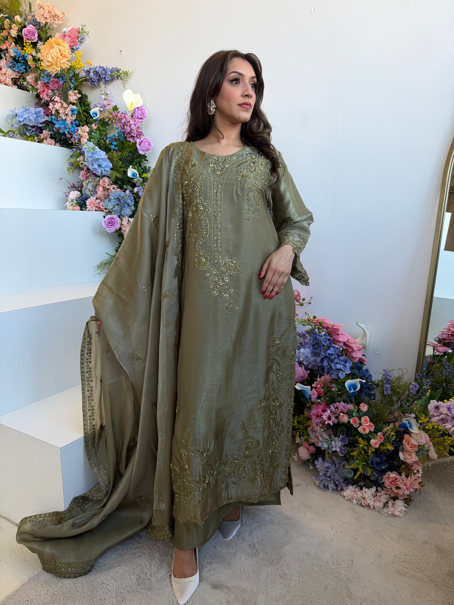Khaki Sheesha Silk