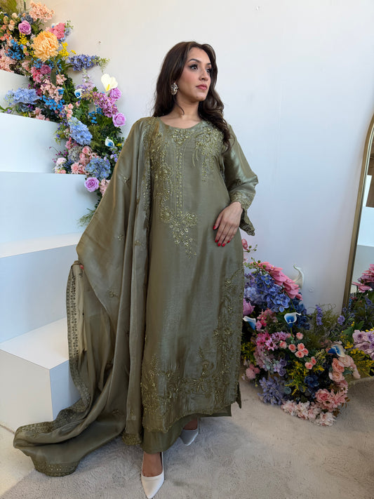 Khaki Sheesha Silk