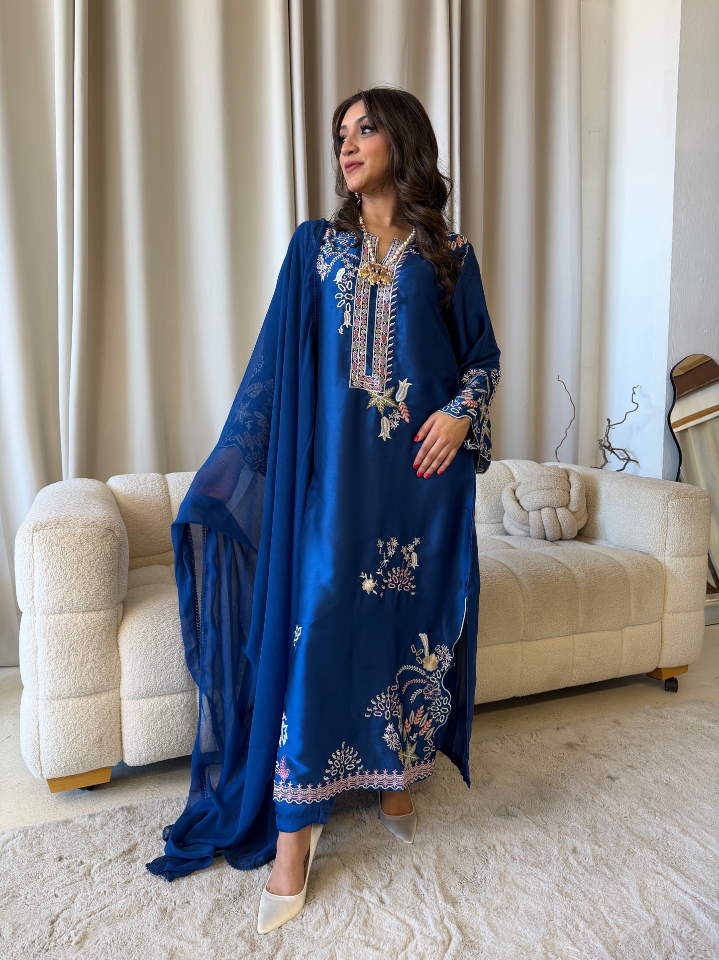 Blue Embroidered Kaftan