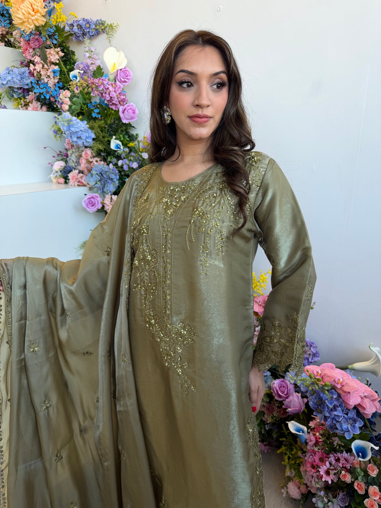 Khaki Sheesha Silk